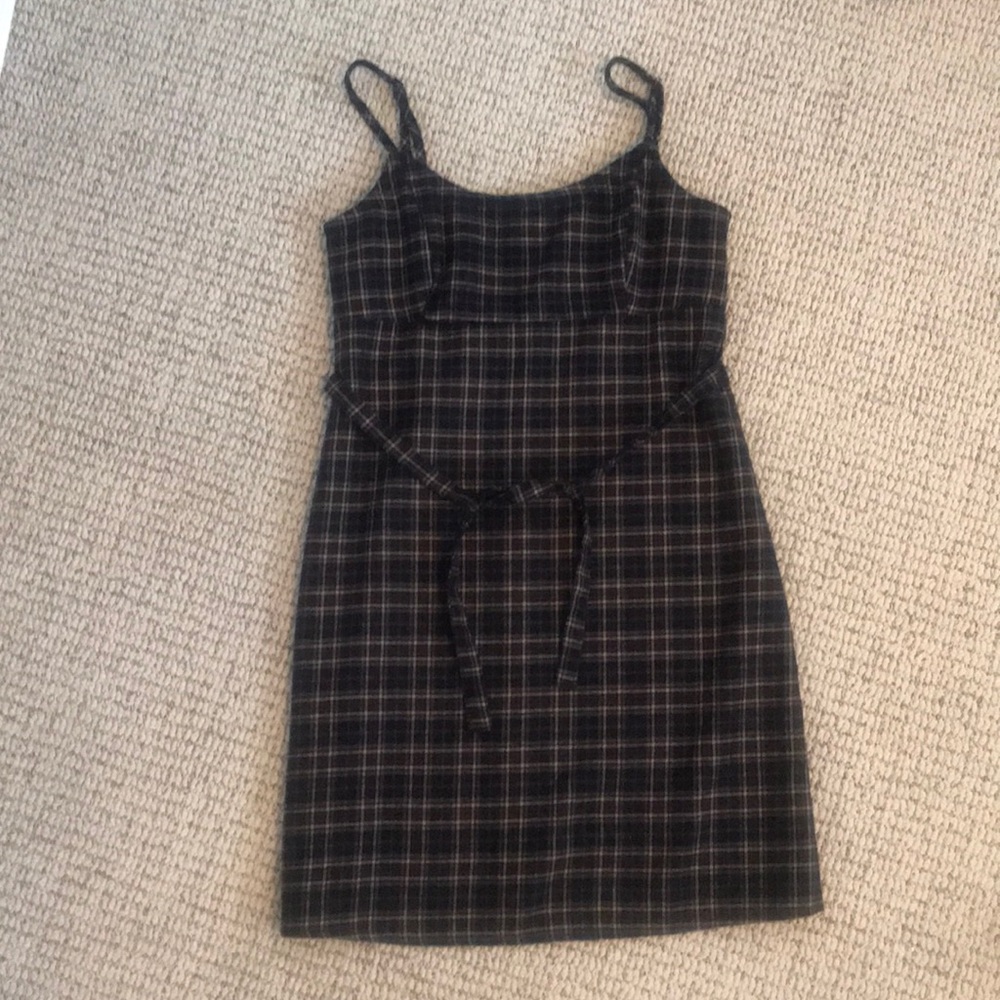 New brandy Melville blue and brown plaid  dress